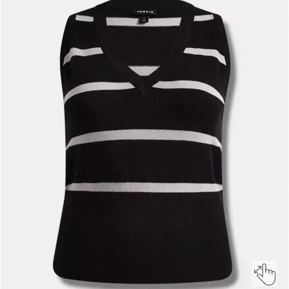 Torrid Black Striped Sweater Vest - Picture 3 of 5